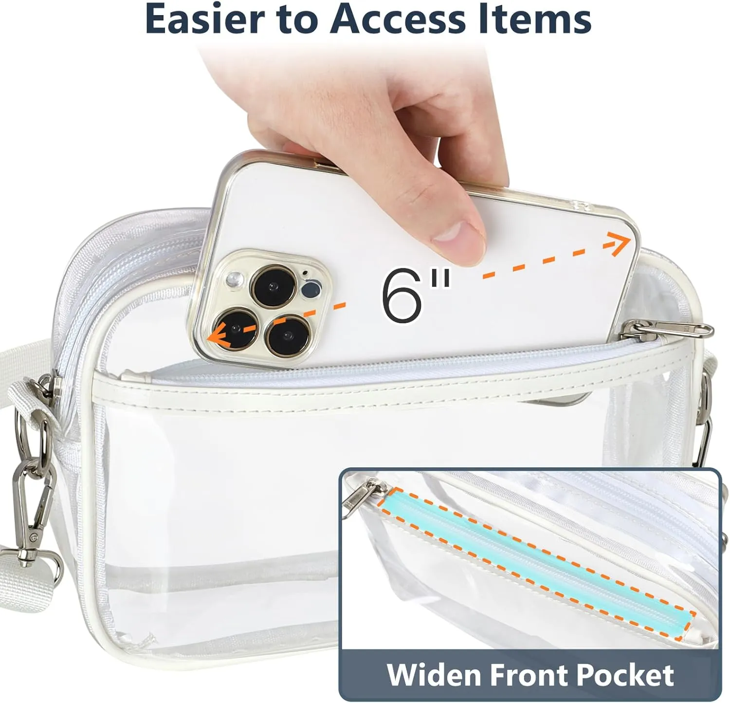 PACKISM Clear Bag for Stadium Events - Clear Purses for Women Stadium Crossbody Concert Bag for Game Day, Sports, Festival