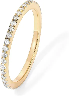 PAVOI 14K Gold Plated Solid 925 Sterling Silver CZ Simulated Diamond Stackable Ring Eternity Bands for Women