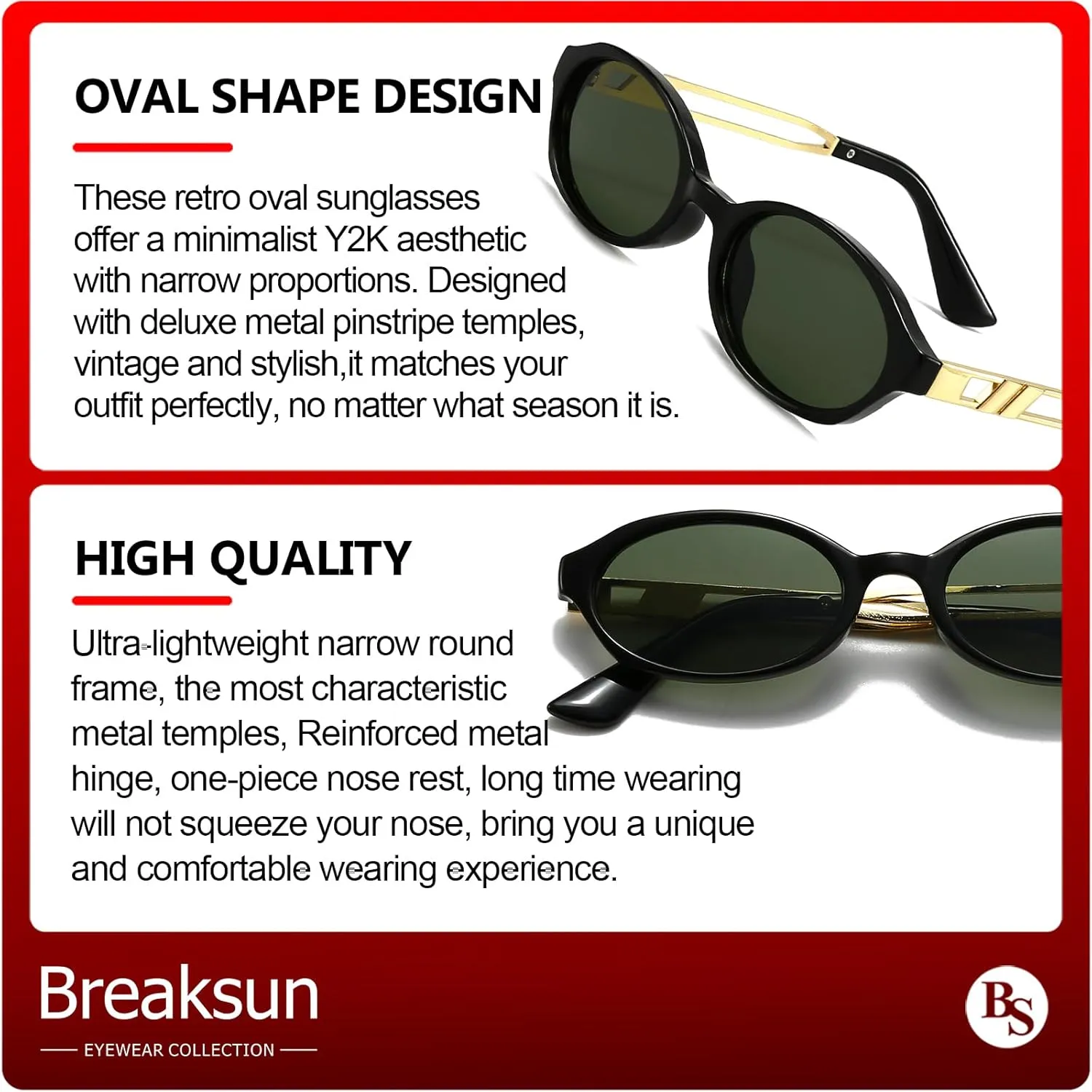 Retro Oval Sunglasses for Women Men Trendy Narrow Round Sun Glasses Y2K Designer Vintage Shades