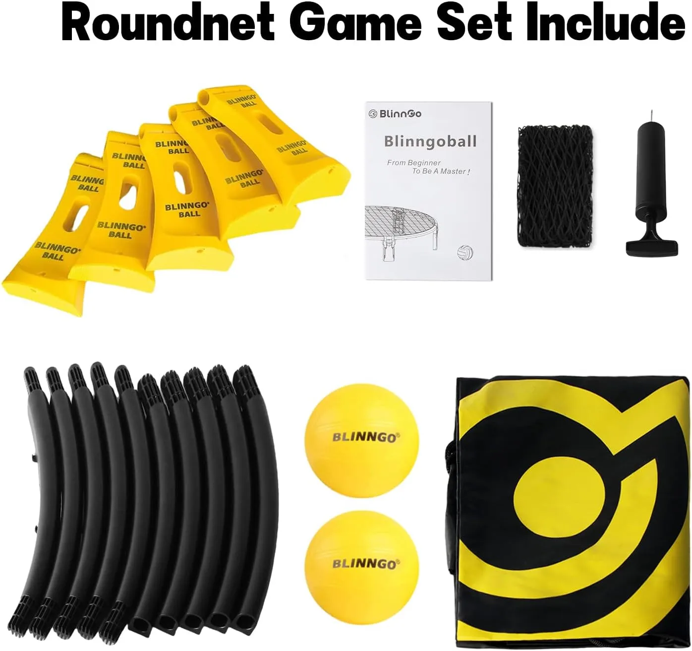 Roundnet Game 3 Balls Version, Available All Day Roundnet Game Set with Strip Light, Lawn, Beach, Backyard Roundnet Game for Beginners and Professional Players