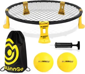 Roundnet Game 3 Balls Version, Available All Day Roundnet Game Set with Strip Light, Lawn, Beach, Backyard Roundnet Game for Beginners and Professional Players