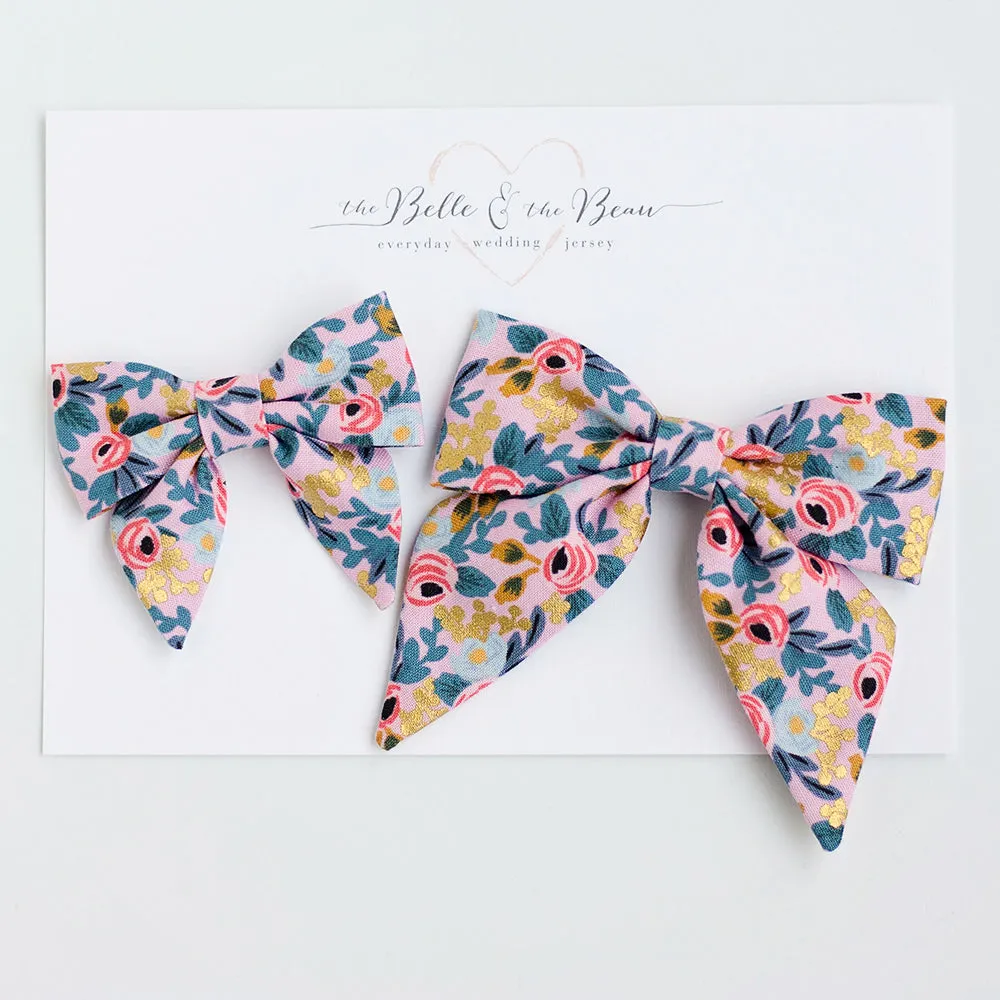 Sailor Bow Clip Or Headband / Rosa In Violet
