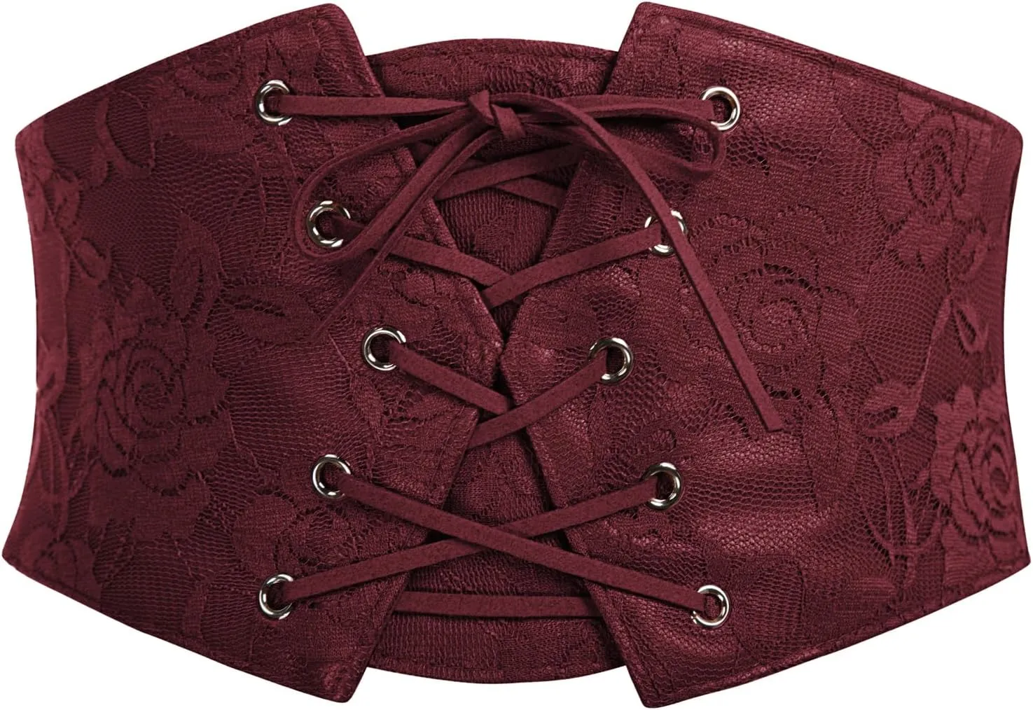 Scarlet Darkness Renaissance Corset Belt for Women Lace Overlay Front Ren Faire Corset