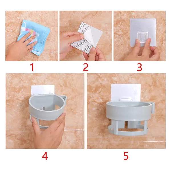 Self Adhesive Hair Dryer Holder Bathroom Wall Storage Shelf Organizer Stand