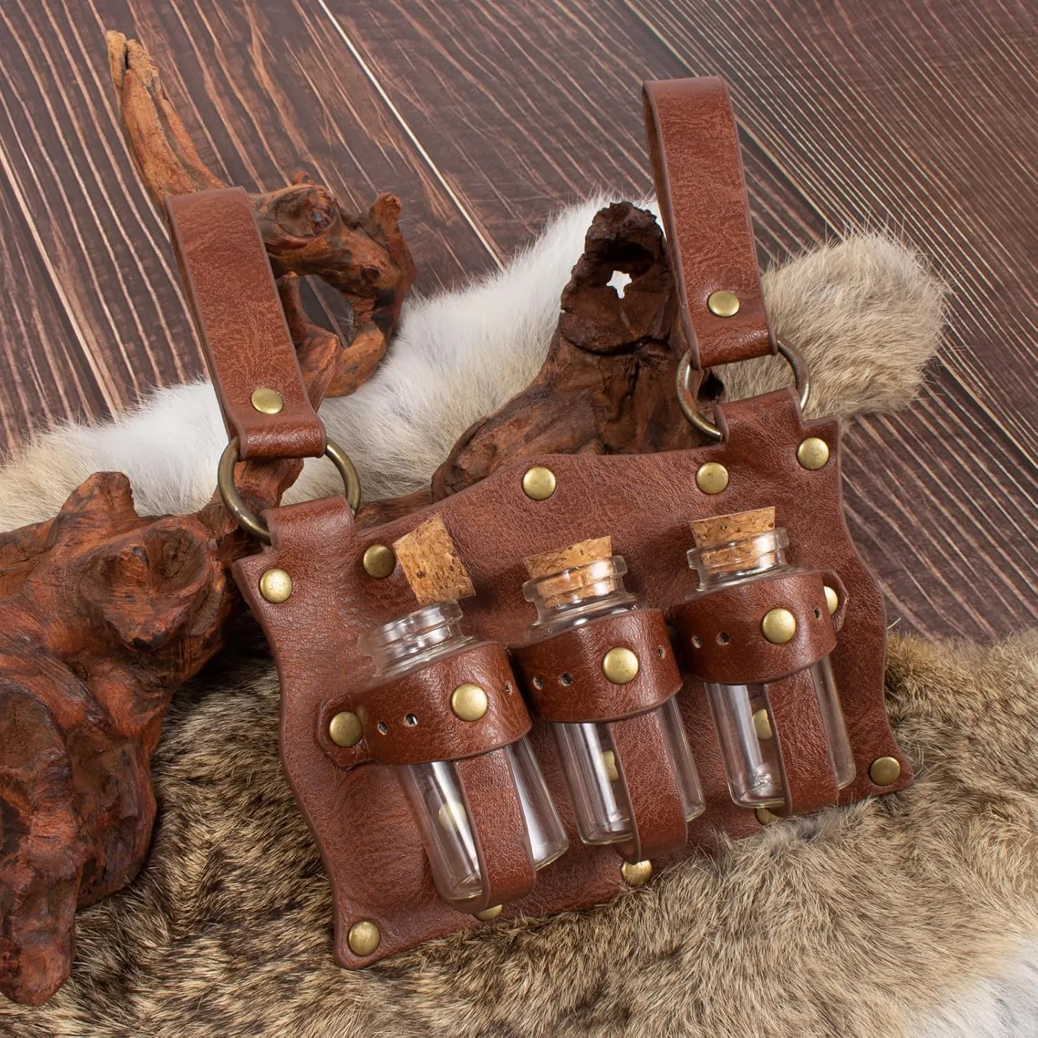 SUMGOGO 5PCS Corset Renaissance Belt Medieval Renaissance Belt Pouch Cork Potion Bottle Festival Halloween Costume Accessory