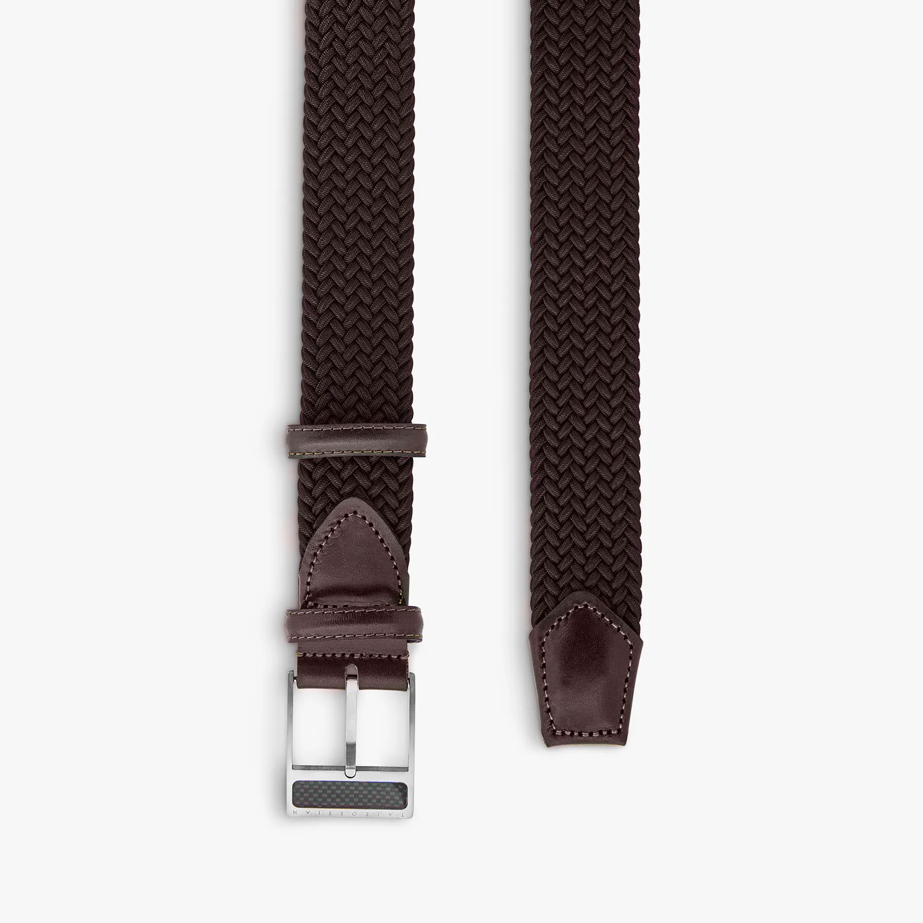 T-Buckle Rayon And Leather Belt In Brown