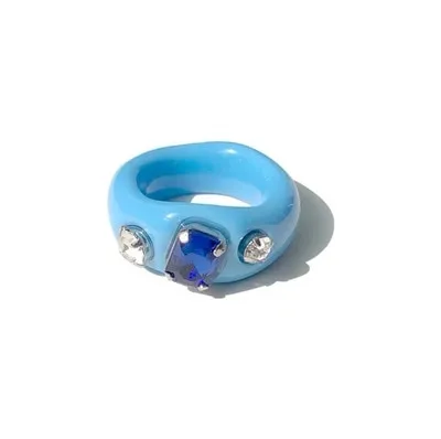 Transparent Resin Acrylic Geometric Square Ring Colorful Cartoon Love Flower for Women Girls Jewelry Gifts HUANZHI 2021