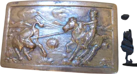 (up To 41.5") * Brass Buckle On Black Tooled Belt