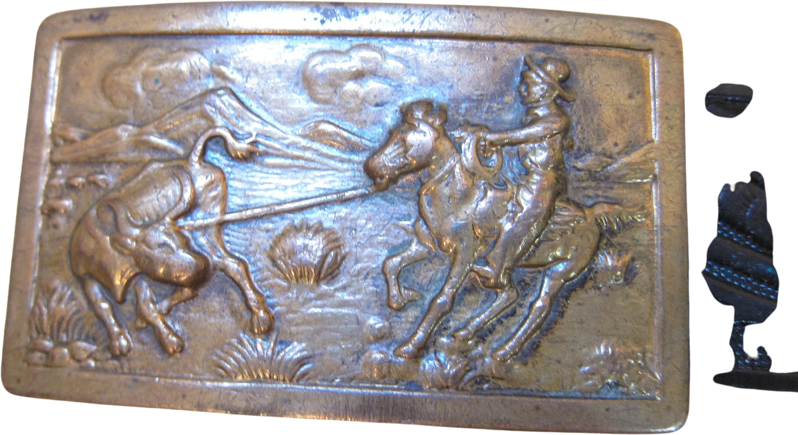 (up To 41.5") * Brass Buckle On Black Tooled Belt