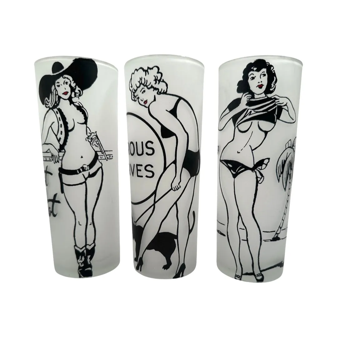 Vintage Pin Up Girl Tall Collings Glasses (Set of 6)