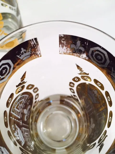 Vito Bari - Signed 22 Karat Gold 1960's Gold Crest Glasses (Set of 8)