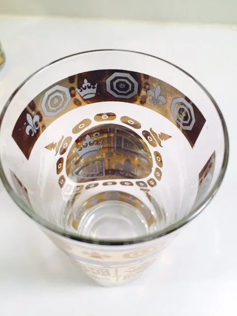Vito Bari - Signed 22 Karat Gold 1960's Gold Crest Glasses (Set of 8)