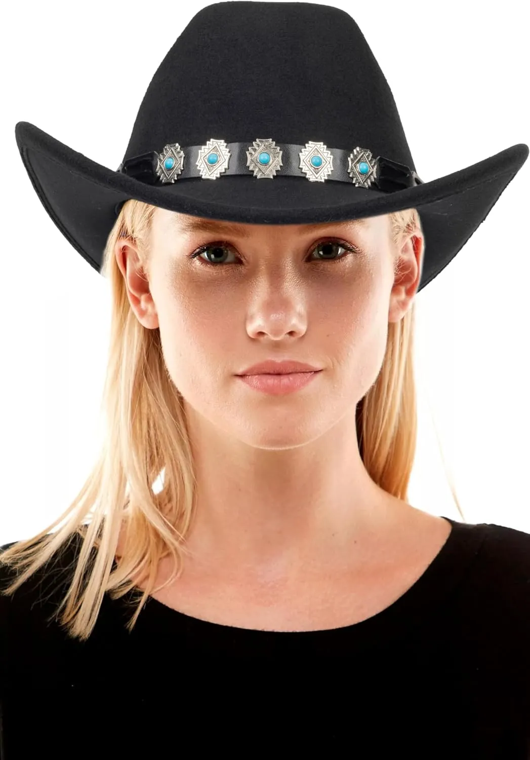 Western Cowboy Hat for Men and Women  Classic Western Style with Adjustable Fit, Vintage Leather Trim