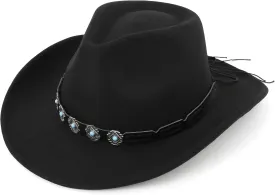 Western Cowboy Hat for Men and Women  Classic Western Style with Adjustable Fit, Vintage Leather Trim