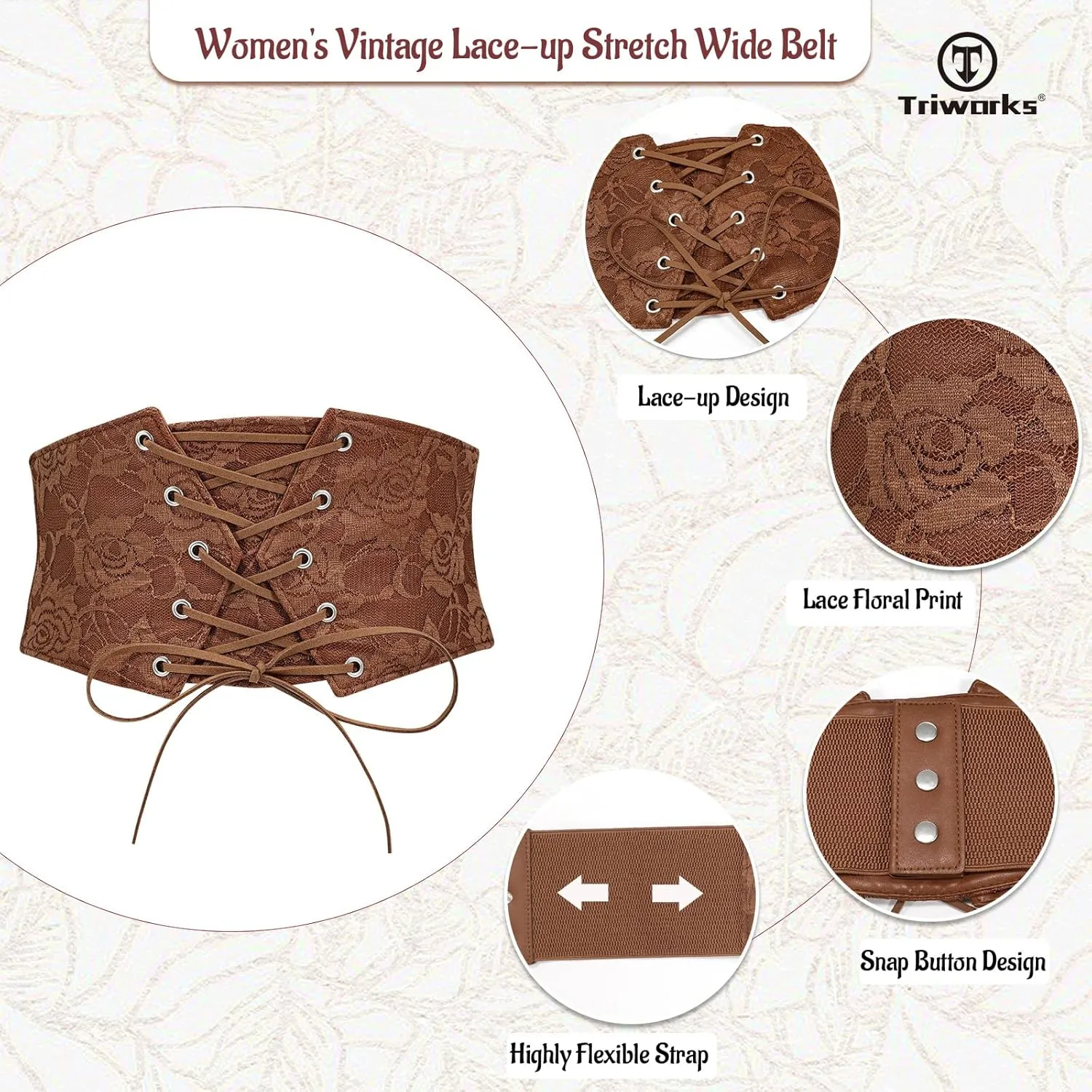 Women Waist Belt Corset Lace Up Tied Waspie Elastic Wide Belt for Dresses Halloween Pirate Corset