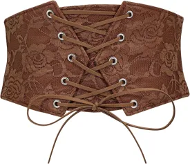 Women Waist Belt Corset Lace Up Tied Waspie Elastic Wide Belt for Dresses Halloween Pirate Corset