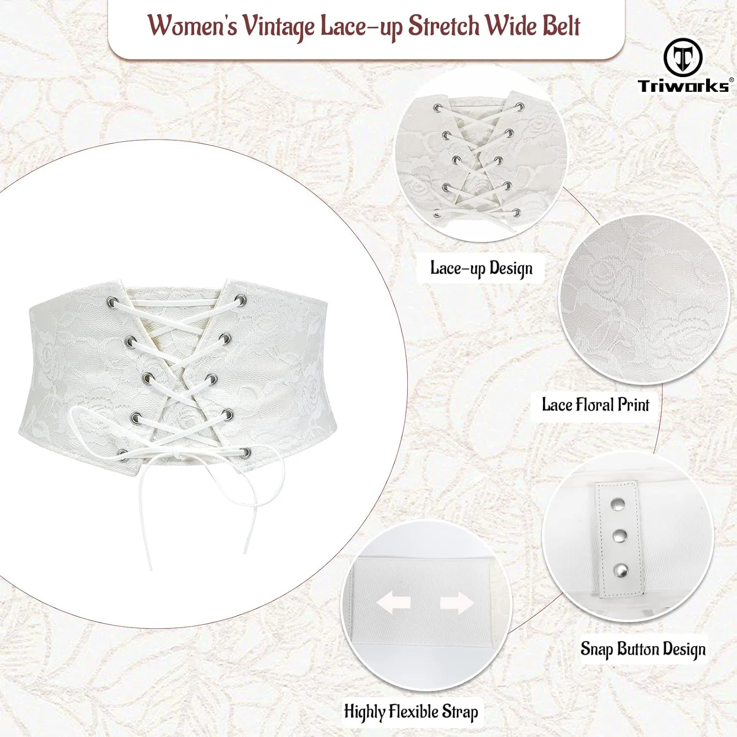 Women Waist Belt Corset Lace Up Tied Waspie Elastic Wide Belt for Dresses Halloween Pirate Corset