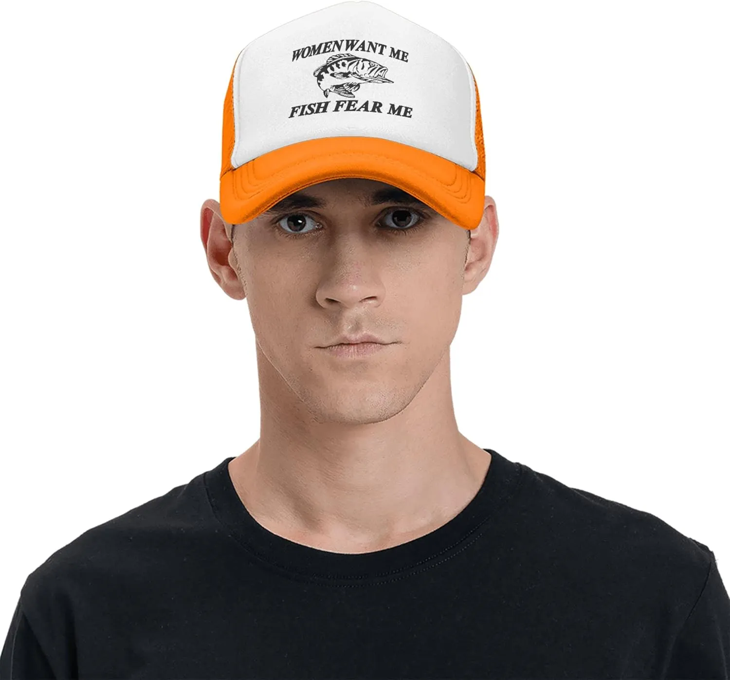 Women Want Me Fish Fear Me Trucker Hat Summer Mesh Cap Trucker Baseball Cap for Men Women
