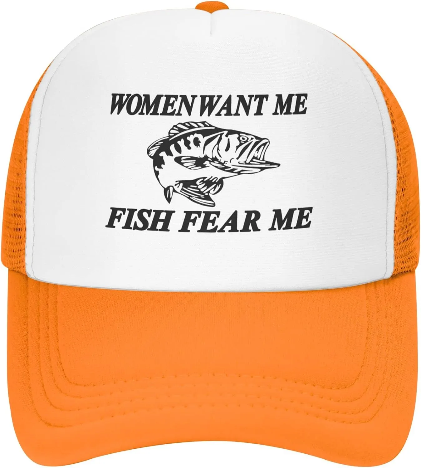 Women Want Me Fish Fear Me Trucker Hat Summer Mesh Cap Trucker Baseball Cap for Men Women