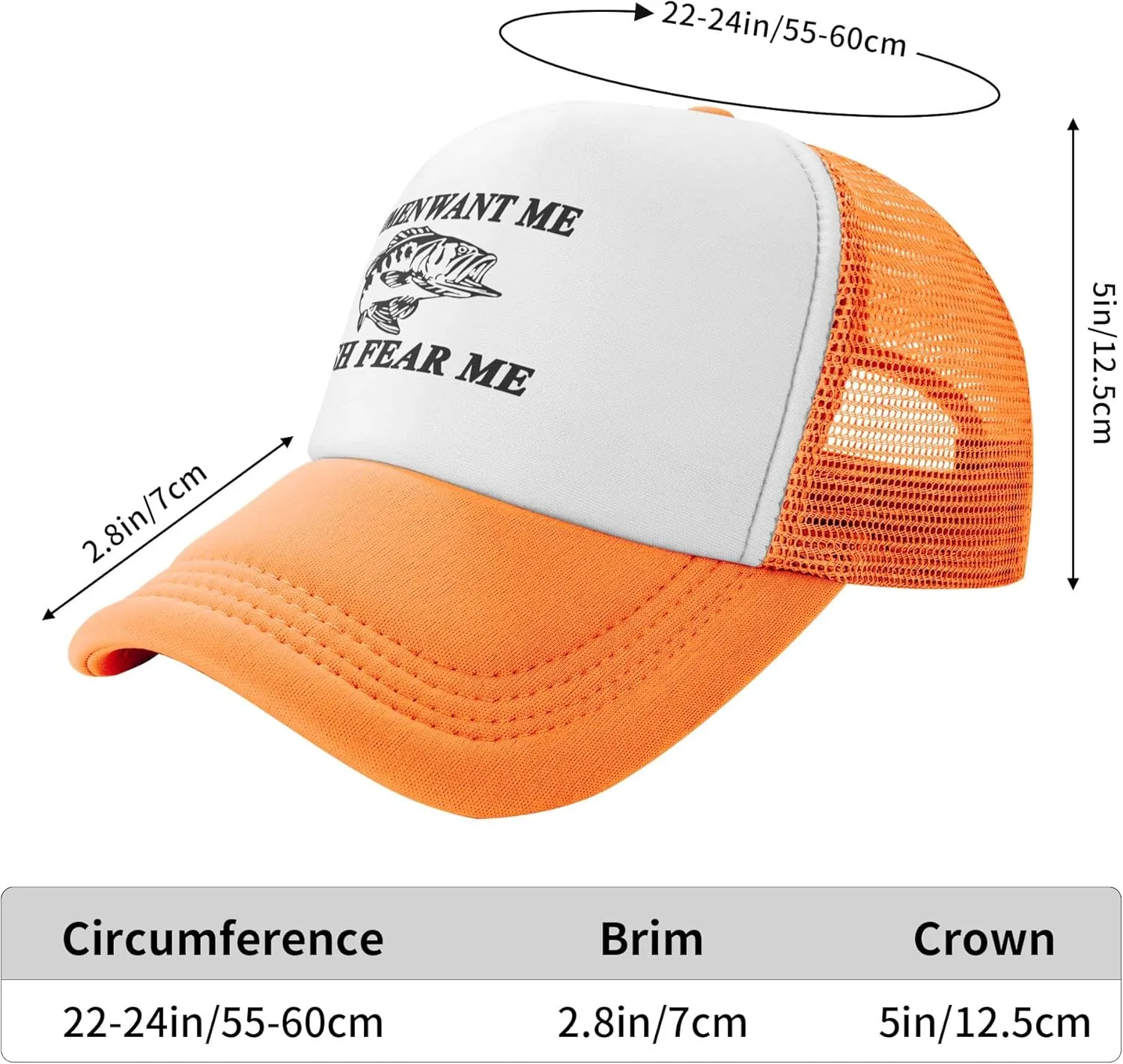 Women Want Me Fish Fear Me Trucker Hat Summer Mesh Cap Trucker Baseball Cap for Men Women