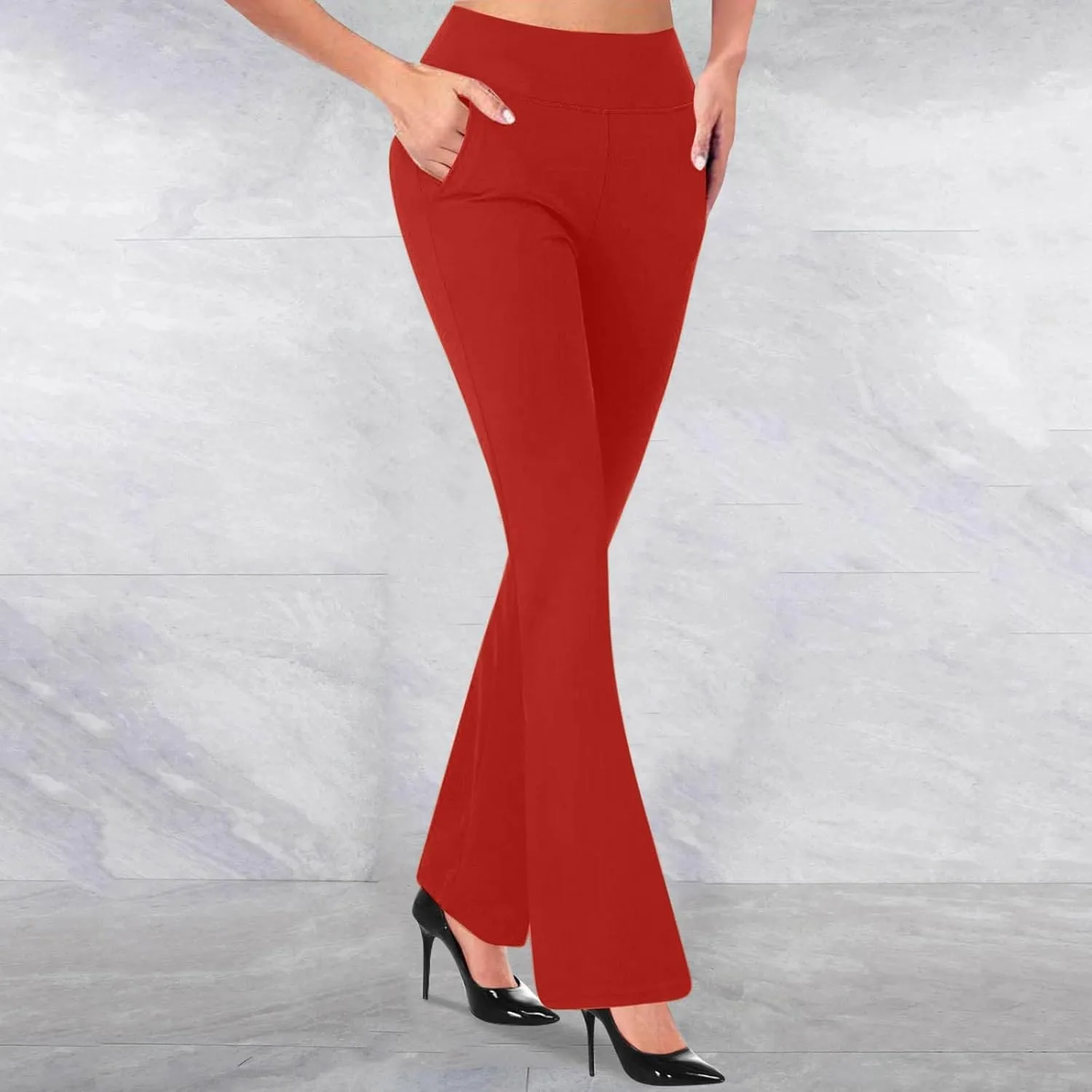 Womens Yoga Dress Pants Tretchy Pull On Straight Leg Business Casual Pant Dressy Slacks Dress Pants for Office Work