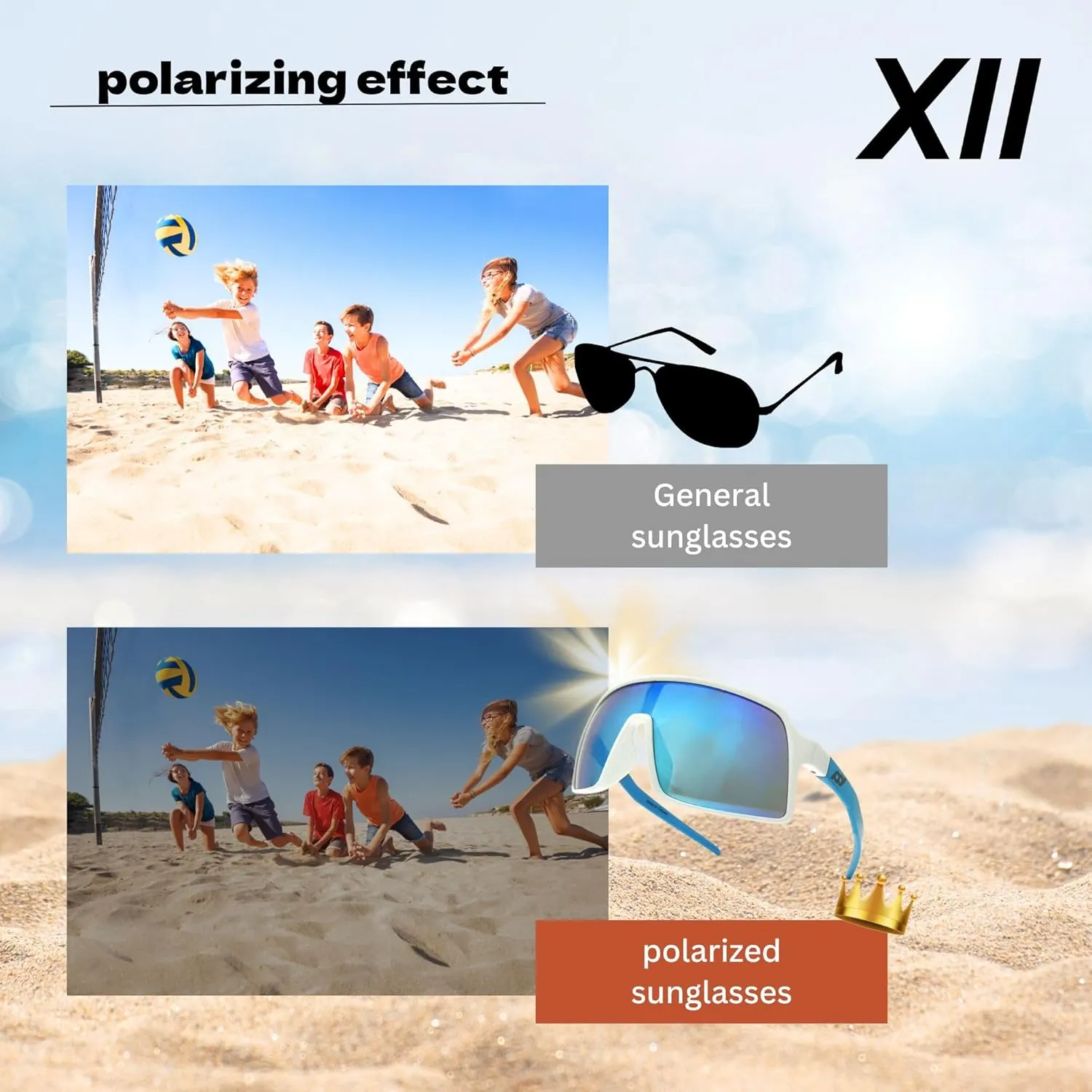 XII WY Kids Sunglasses Polarized UV Protection Flexible Rubber Glasses Shades for Boys Girls