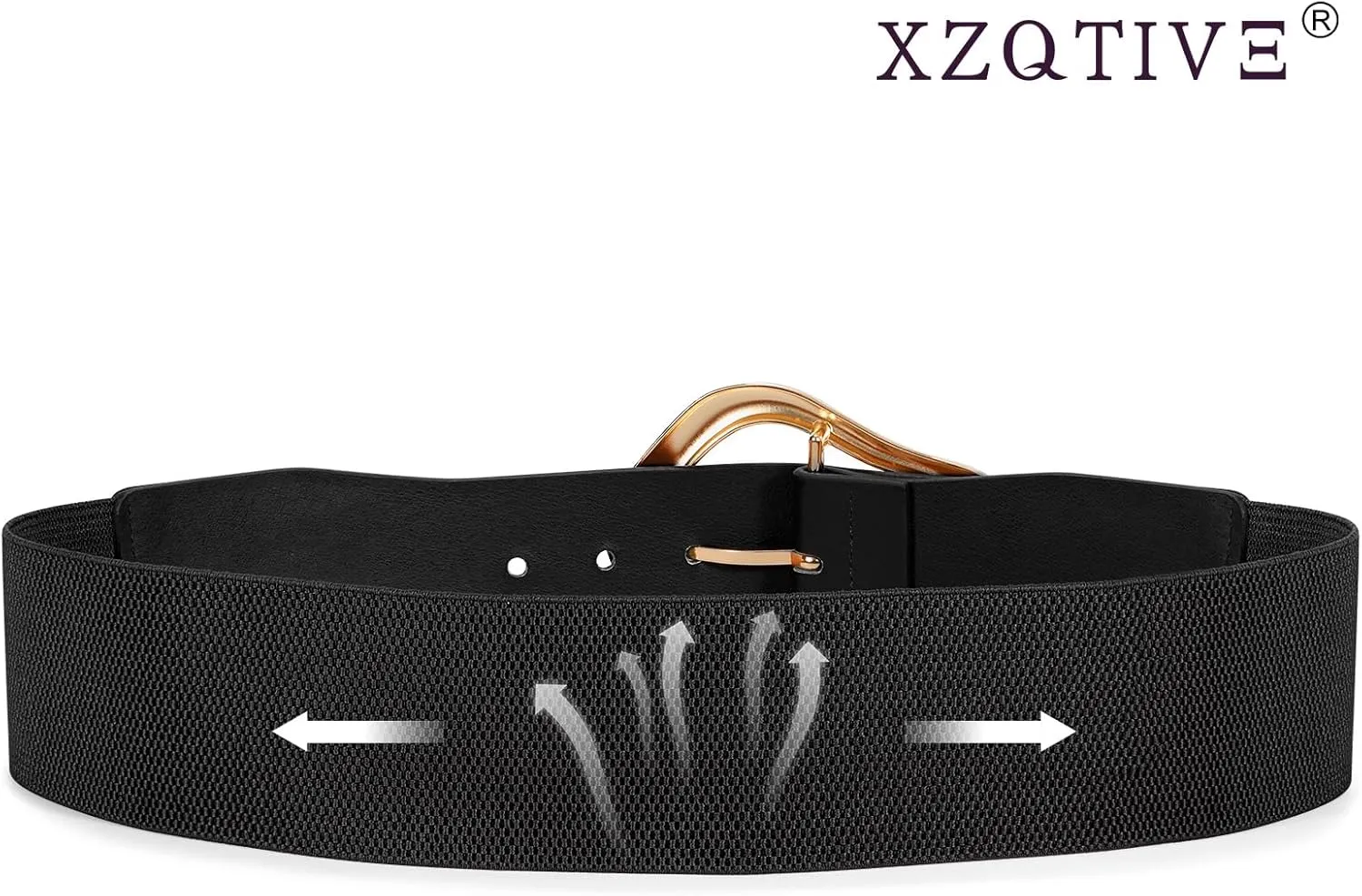 XZQTIVE Women Wide Elastic Waist Belt for Dresses Fashion Big Gold Buckle Stretchy Leather Waistband for Ladies