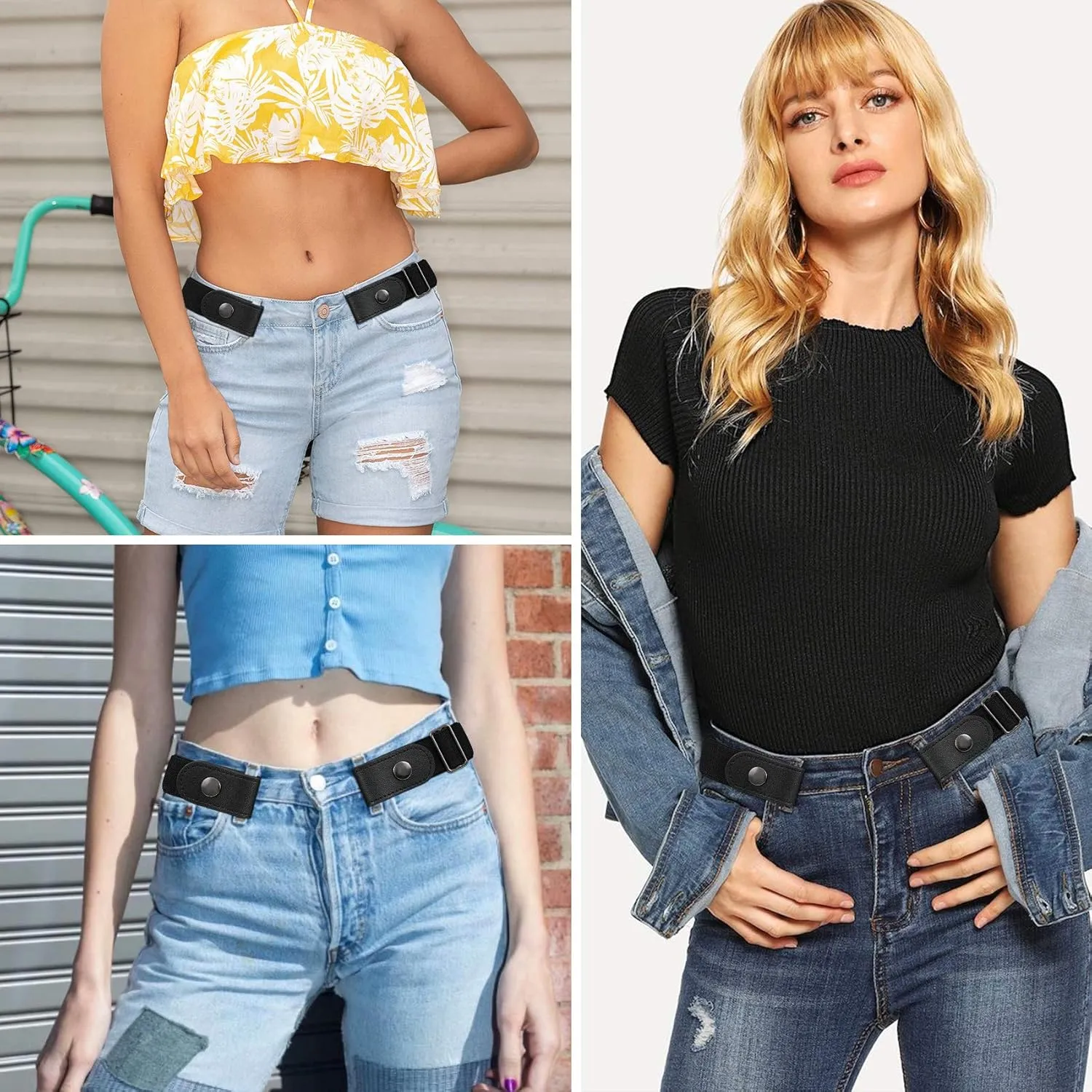 XZQTIVE Women/Men Buckle-Free Elastic Belt for Jeans, Ladies Invisible Belt Fits Waist 24-48 inches