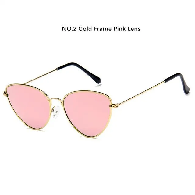 YOOSKE Retro Cat Eye Sunglasses Women Yellow Red Lens Sun glasses Fashion Light Weight Sunglass for women Vintage Metal Eyewear